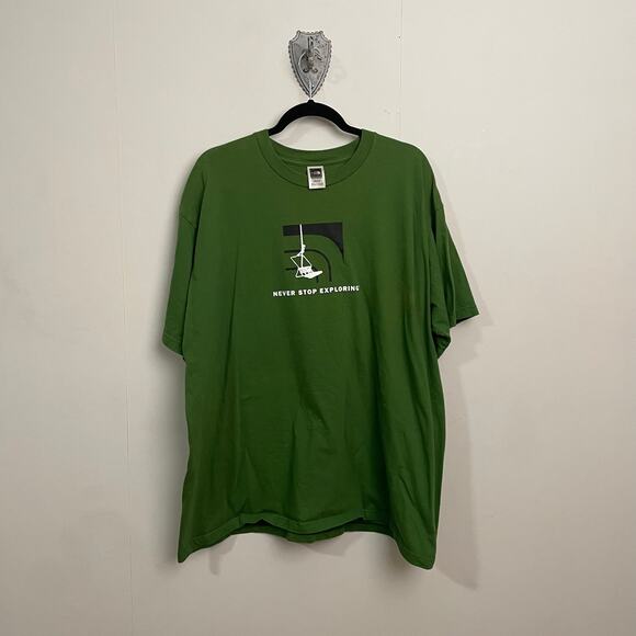 The North Face XXL green short sleeve t-shirt men outdoor gorpcore ski lift - Picture 1 of 9
